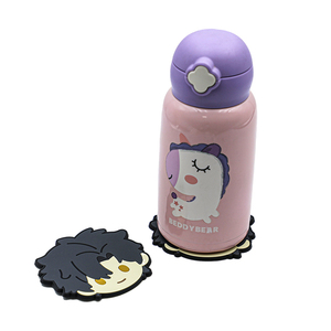 Posavasos de PVC y Silicona Personalizados, Diseño de Dibujos Animados, Cabeza de Chico Kawaii, Posavasos Suaves para Bebidas - Product Image 3