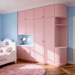Armoire de chambre à coucher moderne sur mesure haut de gamme pour la chambre de la fille, style fille, rangement multifonctionnel pour la maison - Product Image 1