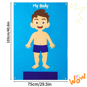 Kit de jeu interactif pour l'apprentissage précoce des enfants d'âge préscolaire : Pièces du corps et organes humains – Ensemble de tableau d'histoires en feutre - Product Image 2
