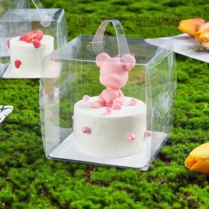 Scatola personalizzata per torta trasparente mini chiara scatola quadrata biodegradabile per torta