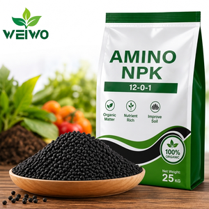 Engrais organique granulé WEIWO Amino NPK 12-0-1 Noir à libération lente Pureté 99,9% Haute qualité pour plantes vertes - Product Image 1