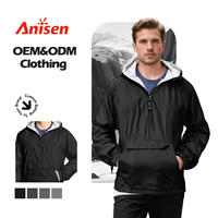Streetwear OEM Personnalisé Demi-fermeture éclair Pull Entraîneurs Veste Couleur Unie Poches Hommes Entraîneurs Veste Coupe-Vent