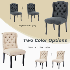 Groothandel Scandinavische linnen eetkamerstoel met bekleding, traditionele capitonné eetkamerstoel met <span class=keywords><strong>wingback</strong></span> rugleuning - Product Image 6