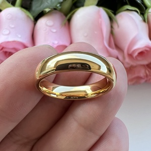 Coolstyle 보석 도매 Dropshipping 5mm 골드 도금 패션 약혼 웨딩 밴드 텅스텐 카바이드 반지 여성 남성 - Product Image 4
