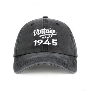 Casquette de camionneur en coton vieilli à 6 panneaux - Broderie vintage « 1945 » respirante, idéale pour les activités de plein air - Product Image 1