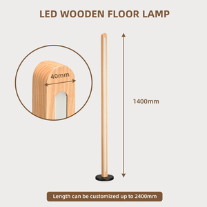 Lampe sur pied en bois de frêne Long Cafs avec surface polie, lampes sur pied linéaires nordiques à LED pour la décoration intérieure - Product Image 5