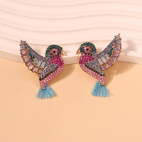 Nouvelles Boucles d'Oreilles Clous Tendance de Luxe, Scintillantes et Colorées en Forme d'Oiseau, en Alliage de Zinc et Strass, pour Femmes, Accessoires de Mode