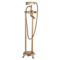 Robinet de douche et de baignoire sur pied, double poignée, finition laiton brossé, design moderne, pour hôtel, finition bronze