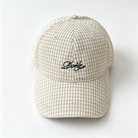 Casquette de baseball unisexe douce style coréen à carreaux brodée de lettres, visière large amincissante pour le visage, casquette de papa