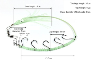 เหยื่อ<span class=keywords><strong>ตก</strong></span><span class=keywords><strong>ปลา</strong></span>ปลอมรูปปลาหมึกเรืองแสงขนาด 35 ซม. และปลากระดี่ พร้อมสาย<span class=keywords><strong>เบ็ด</strong></span>เหล็กแหลม 5 เส้น สำหรับ<span class=keywords><strong>ตก</strong></span><span class=keywords><strong>ปลา</strong></span>แซนเดอร์ - Product Image 2