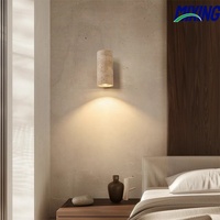 Applique murale américaine nordique en pierre de travertin jaune LED pour la maison Hôtel Restaurant Décor pour chambre à coucher Salon Chevet