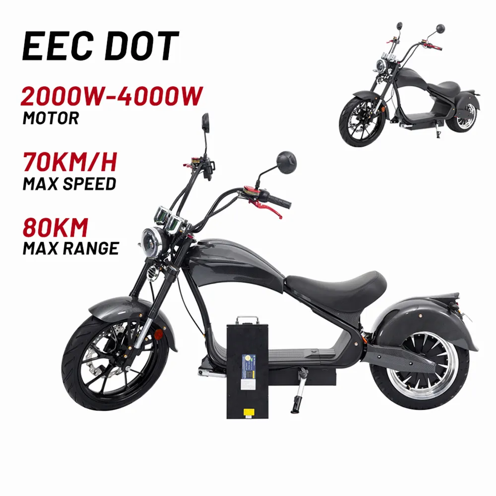 Entrepôt EU US CEE COC Citycoco Scooter électrique 3000w 45 Km/h E Chopper Gros pneu sans pliage Cyclomoteur Moto