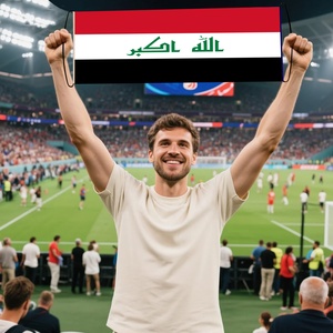 Bandera de Irak con patrón de aplausos, 24x70cm, partido de Fútbol, audiencia animando y aumentando la moral - Product Image 4