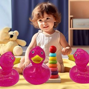 Patitos de Goma con Lentejuelas Rosas de 3 Pulgadas, Flotantes, para Baño, con Logotipo Personalizado, Juguete Educativo y de Seguridad, Venta al Por Mayor - Product Image 3