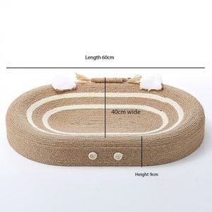 Hot Selling Duurzaam Cat Scratching Board Effen Patroon Ovaal Runway Nest Voor Katten Sisal Huisdier Slaapbank Voor Spelen En Rusten - Product Image 5