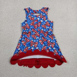 Robe trapèze respirante pour petites filles, style décontracté d'été, avec nœuds et bord festonné, idéale pour le jeu, le tennis et le yoga, collection RTS 4th of July, modèle Sœur Mignonne - Product Image 4