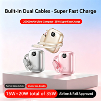 Nouvelle mini batterie externe électronique 20000 mAh, mince et portable, avec câble USB-C, Powerbanks 20000 mAh