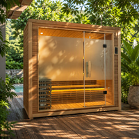 Cabine de sauna carrée extérieure au design moderne, sauna traditionnel en bois de cèdre pour 4 personnes, pour un luxe optimal