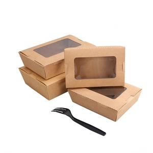 Box With Lunch Customized Kraft Paper Food Box With Clear Window Brown Lunch Box Packaging For Sandwich Salad Take Out Fast Food Box