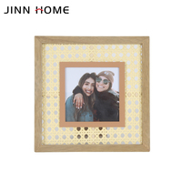 Cadre photo artisanal en bois rustique style bohème, impression UV couleur personnalisable, support de table vintage en métal et MDF, décoration murale pour la maison
