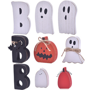 Wooden Halloween BOO Ghost Figurines Decorations Indoor <b>Party</b> <b>Table</b> Display Large Medium Small Size Tree Material - Product Image 5