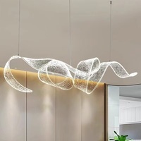 Lustre moderne en acrylique en forme de pétales, suspension florale de luxe, lampe de plafond design pour salle à manger, villa, hôtel, intérieur