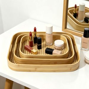 Bamboo <b>Storage</b> <b>Tray</b> Rectangle Multifunction Kitchen Neatening Set Of Three - Product Image 3
