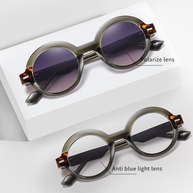 Wholesale Luxury Men Round Unisex Retro TR90 Acetate Fashion Y2k Shades Polarized Custom Logo Designer Women Sunglasses