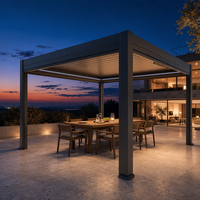 Pergola élégante en alliage d'aluminium avec auvent réglable et télécommande, écologique, pour villa de luxe, terrasse, balcon