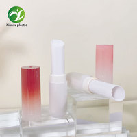 Tube vide pour baume à lèvres et rouge à lèvres, dégradé rouge, rond, 3g, avec capuchon à visser, remplissage direct, impression UV, design personnalisé