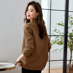 <b>Women's</b> Blazer <b>Black</b> Double Breasted <b>Suit</b> <b>Jacket</b> Solid Color Polyester Anti-Wrinkle Office Wear - Product Image 2