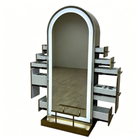 Miroir de Coiffure Double Face Rond Doré de Luxe Unique pour Salon de Coiffure, Miroir Cosmétique pour Coiffeuse