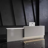 Bureau de réception blanc de boutique de meubles de magasin de salon de surface solide de conception moderne et simple avec la lumière