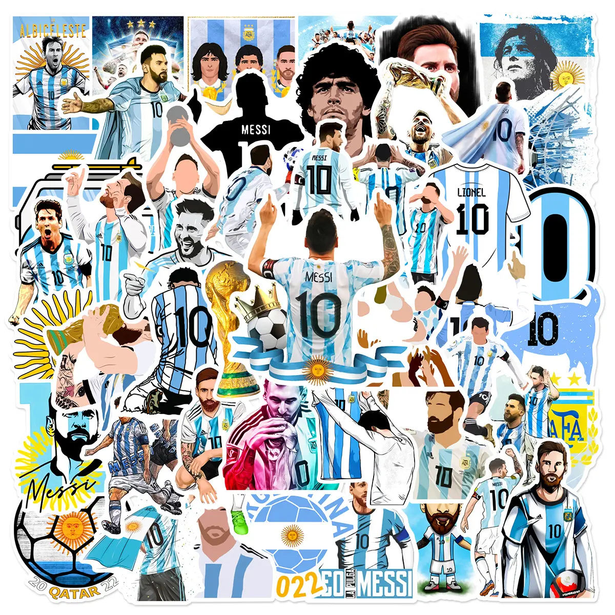50Pcs King of Football Super Star Lionel Messi Graffiti Stickers For Phone Laptop Vinyl Soccer Sports Sticker