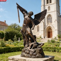Estatua YOUFINE de San Miguel Arcángel en Bronce, Tamaño Real, Escultura para Decoración de Iglesias y Cementerios