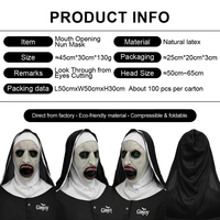 Topeng Latex Biarawati Menyeramkan untuk Dewasa, Kostum Halloween, Topeng Pesta Bertema Horor