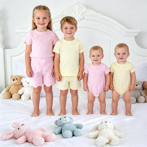 Conjuntos de tela de rizo para niños, ropa de bebé con borde festoneado para niñas, pelele burbuja de verano para bebé, ropa de playa, toalla, conjuntos de ropa para niños - Product Image 6