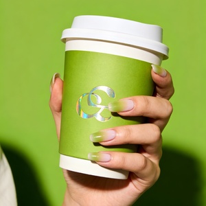 Vasos de papel compostables ecológicos con tapas, vasos de café biodegradables sin plástico para llevar, solución de empaque al por mayor. - Product Image 2