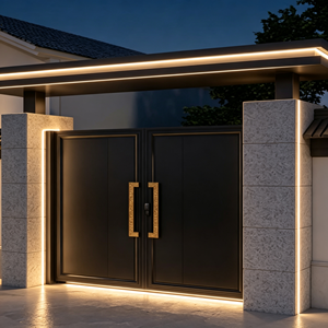 <span class=keywords><strong>Portail</strong></span> de cour moderne en alliage d'<span class=keywords><strong>aluminium</strong></span> avec fonctions de sécurité domestique pour allée de villa et clôture de jardin - Product Image 1