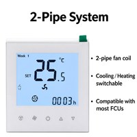 Thermostat de ventilo-convecteur à 2 tuyaux Hotowell HTW-WF11-FC-2K avec carte-clé pour économie d'énergie, idéal pour les systèmes CVC hôteliers