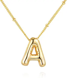 2024 hot sales Necklaces for Women Girls Dainty Alphabet Pendant 14K Gold Plated Puffy Name Personalized Jewelry Gift