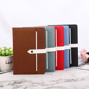 Custom Print Business Office Buckle Leather A5 Notebook with 100 Sheets Lined Pages - Product Image 1
