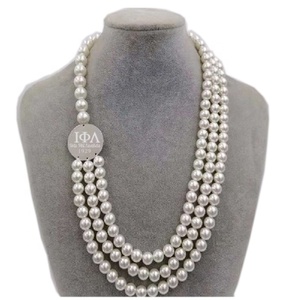 Hot Sale Custom Sorority Accessory <strong>IOTA</strong> <strong>PHI</strong> <strong>LAMBDA</strong> 316L Stainless Steel Beaded Pearl Necklace Jewelry - Product Image 1