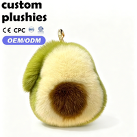Vente en gros d'usine Porte-clés Kawaii Avocat Vert en fourrure, Breloque Fruit Doux et Moelleux pour Décoration de Sac