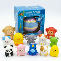 LovSens Bombes de bain effervescentes écologiques et biologiques sur le thème des animaux, nettoyage doux pour tous types de peaux, format extra large, avec jouet surprise, paquet individuel