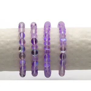 2024 Fashion jewelry bracelets 8mm purple crystal beads bracelets glowing beads bracelets