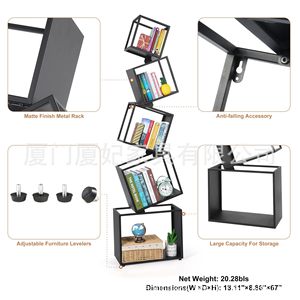 Estantería Five Elements de 5 niveles, negra, que ahorra espacio, para almacenamiento moderno y muebles creativos - Product Image 4