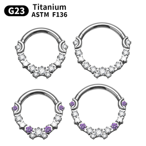 Piercing de <span class=keywords><strong>Titanio</strong></span> G23 ASTM F136 con Bisagra para Nariz, Anillo de Nariz 16G, Aro de Septum con Estrella, Joyería Corporal para Segmento de Oreja - Product Image 2
