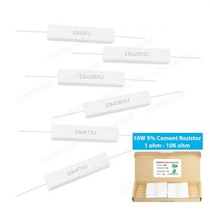 10 PCS 10W 5% xi măng <span class=keywords><strong>wirewound</strong></span> điện trở 1 - 10K ohm 10Watt cảm ứng cố định dây vết thương gốm kháng 10 15 100 250 1K 1kohm - Product Image 1