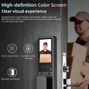 กุญแจล็อคประตูอัจฉริยะแบบไร้กุญแจ Tuya <span class=keywords><strong>APP</strong></span> พร้อมระบบสแกนลายนิ้วมือและจดจำใบหน้า รหัสผ่าน บัตร และ Wifi สำหรับประตูไม้ - Product Image 4